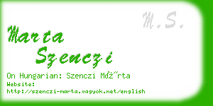 marta szenczi business card